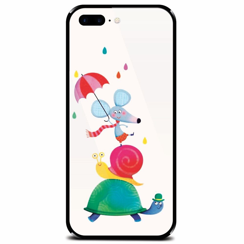Husa din sticla securizata pentru Apple iPhone 7 Plus, Happy Animals