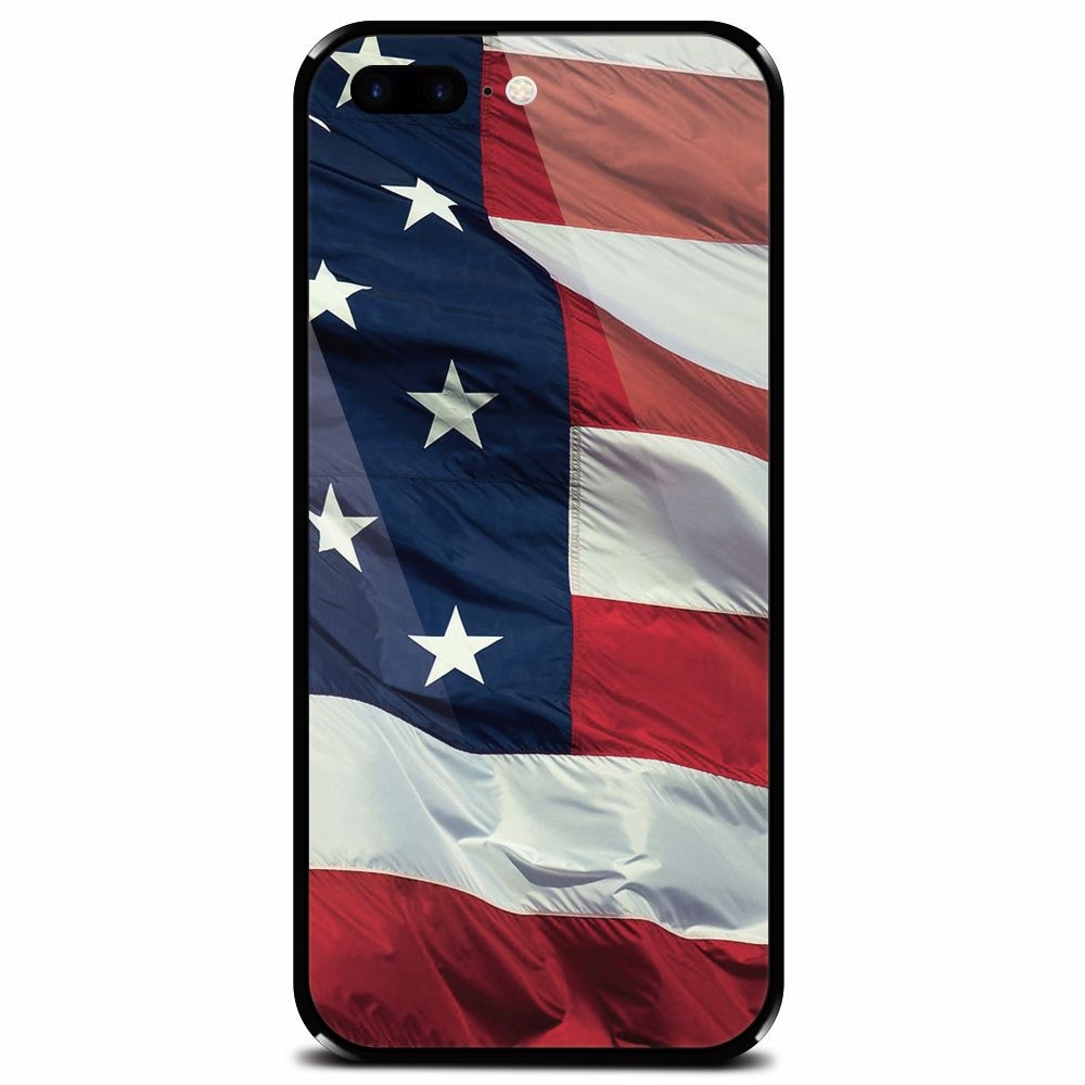 Husa din sticla securizata pentru Apple iPhone 7 Plus, American Flag Illustration