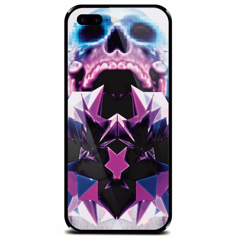 Husa din sticla securizata pentru Apple iPhone 7 Plus, Abstract Framed Skull