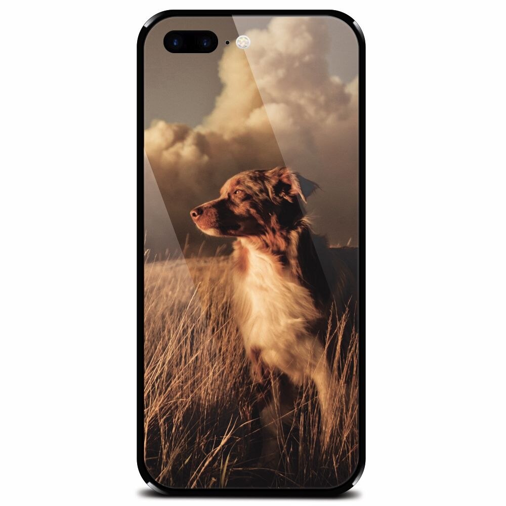 Husa din sticla securizata pentru Apple iPhone 7 Plus, Alone Dog Animal In Grass