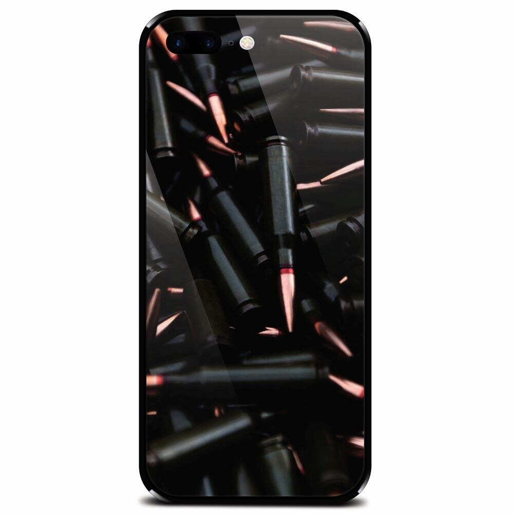 Husa din sticla securizata pentru Apple iPhone 7 Plus, Ammunition Bullets