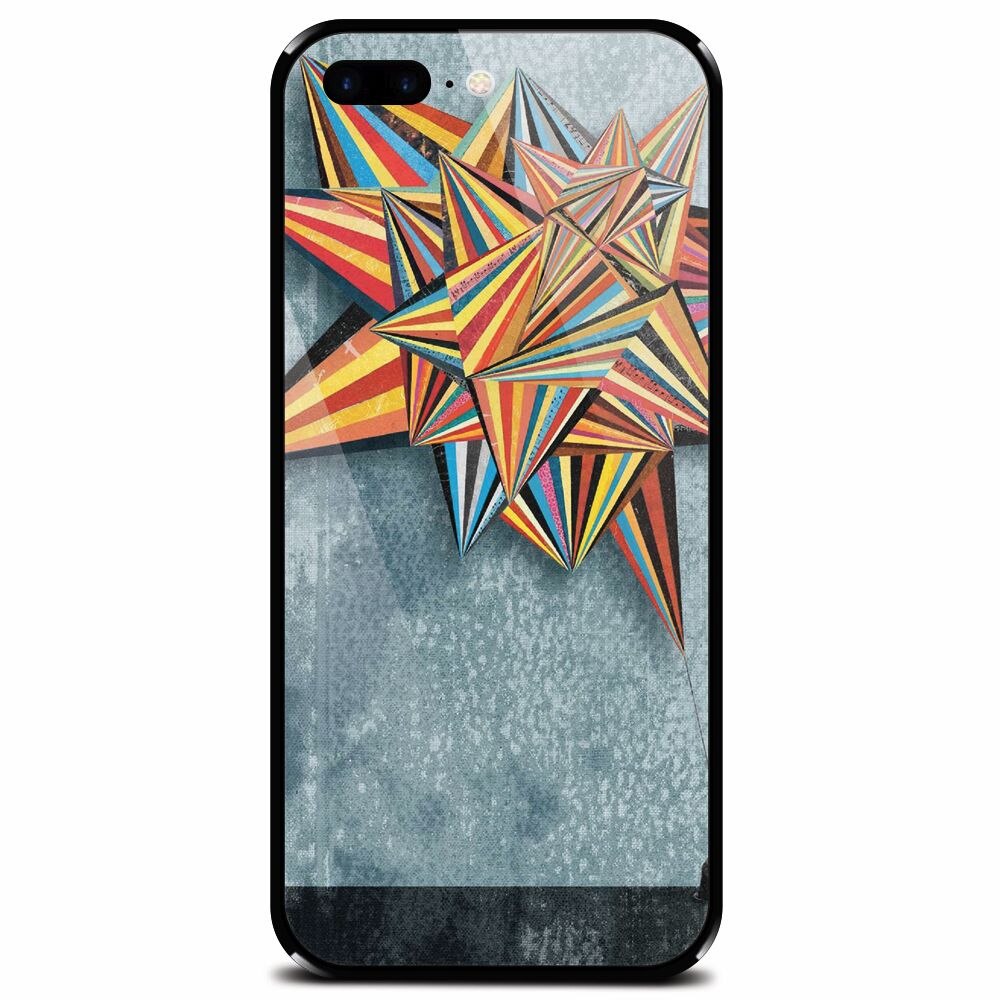 Husa din sticla securizata pentru Apple iPhone 8 Plus, Abstract Colorful Balloon Triangles