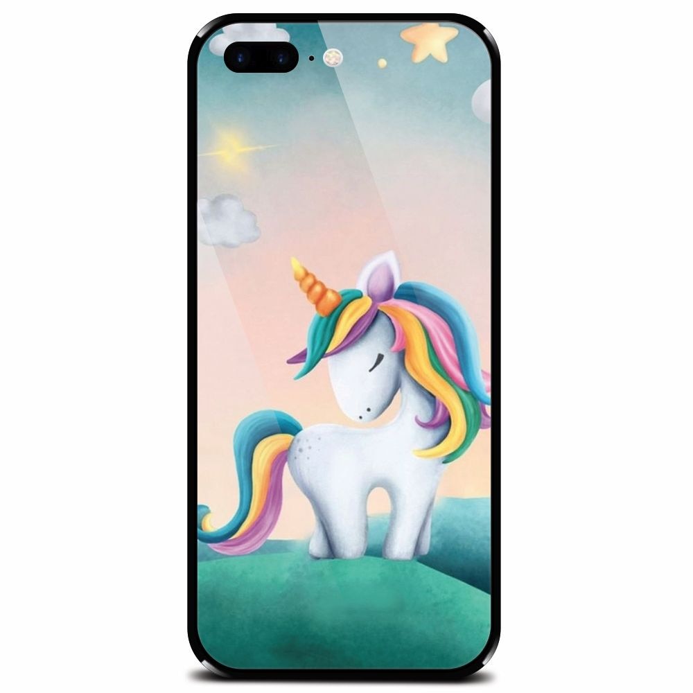 Husa din sticla securizata pentru Apple iPhone 8 Plus, Magic Unicorn