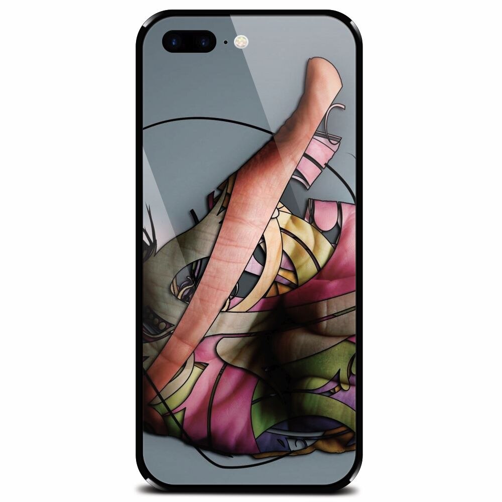 Husa din sticla securizata pentru Apple iPhone 8 Plus, Abstract Minimalistic Hands