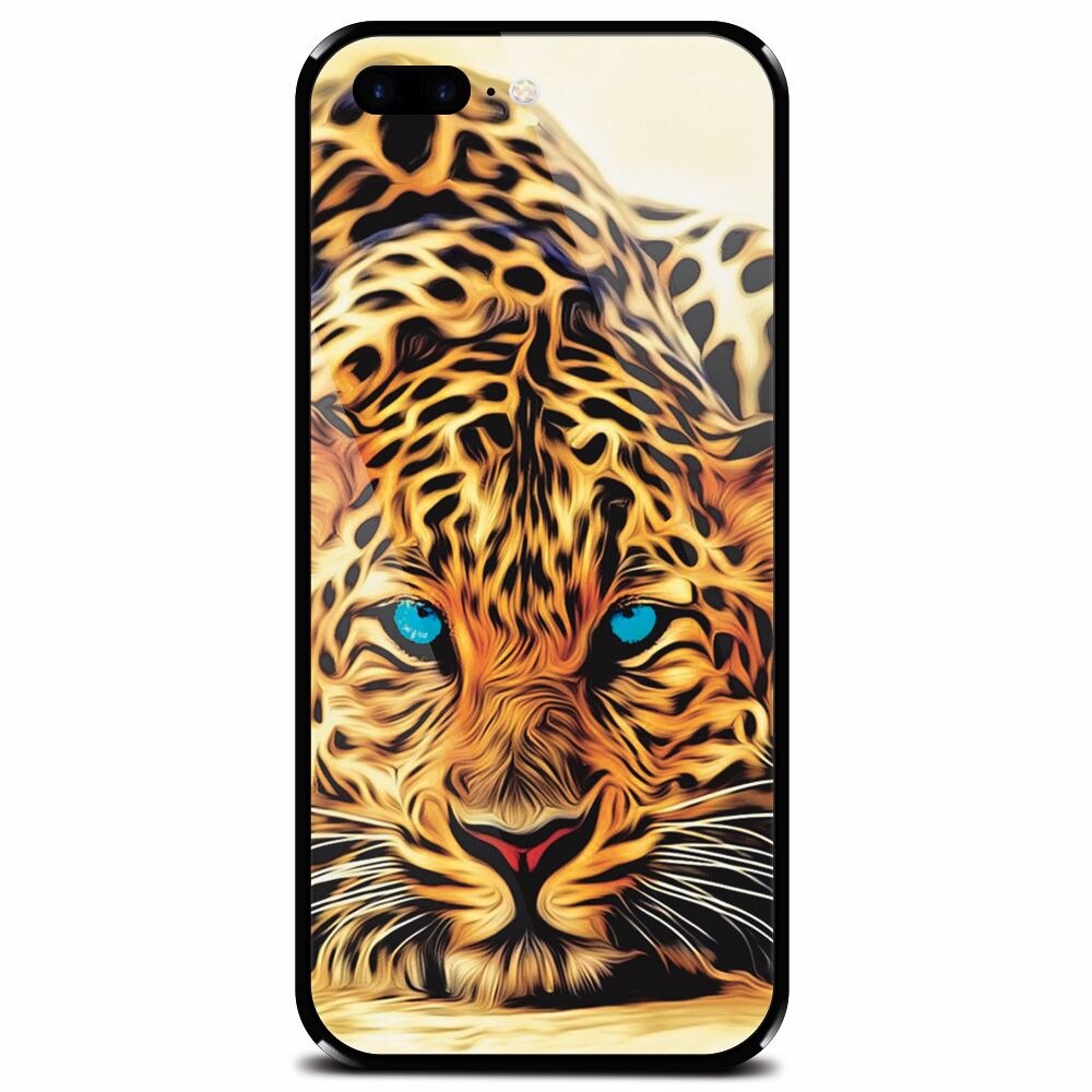 Husa din sticla securizata pentru Apple iPhone 7 Plus, Animal Tiger