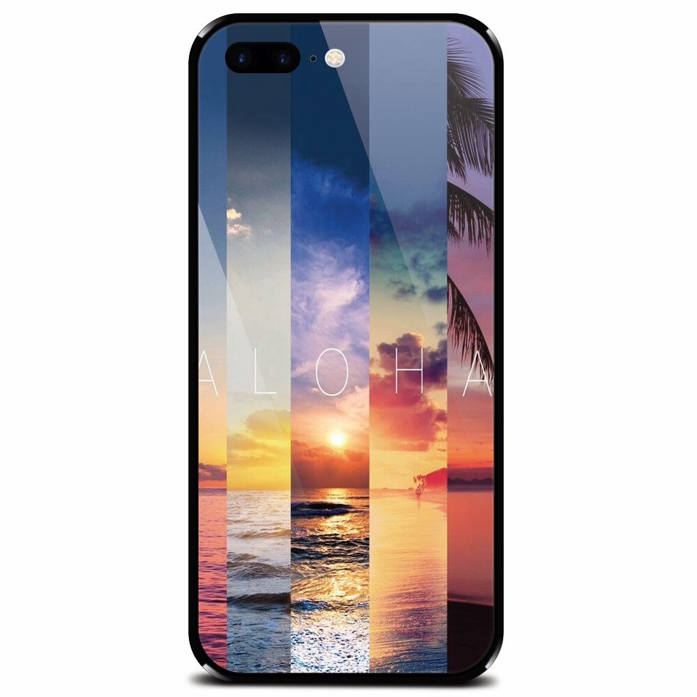 Husa din sticla securizata pentru Apple iPhone 7 Plus, Aloha Summer Stripes