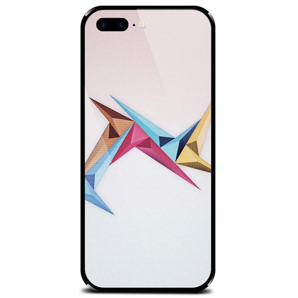 Husa din sticla securizata pentru Apple iPhone 7 Plus, Abstract Minimalistic Colors Triangles