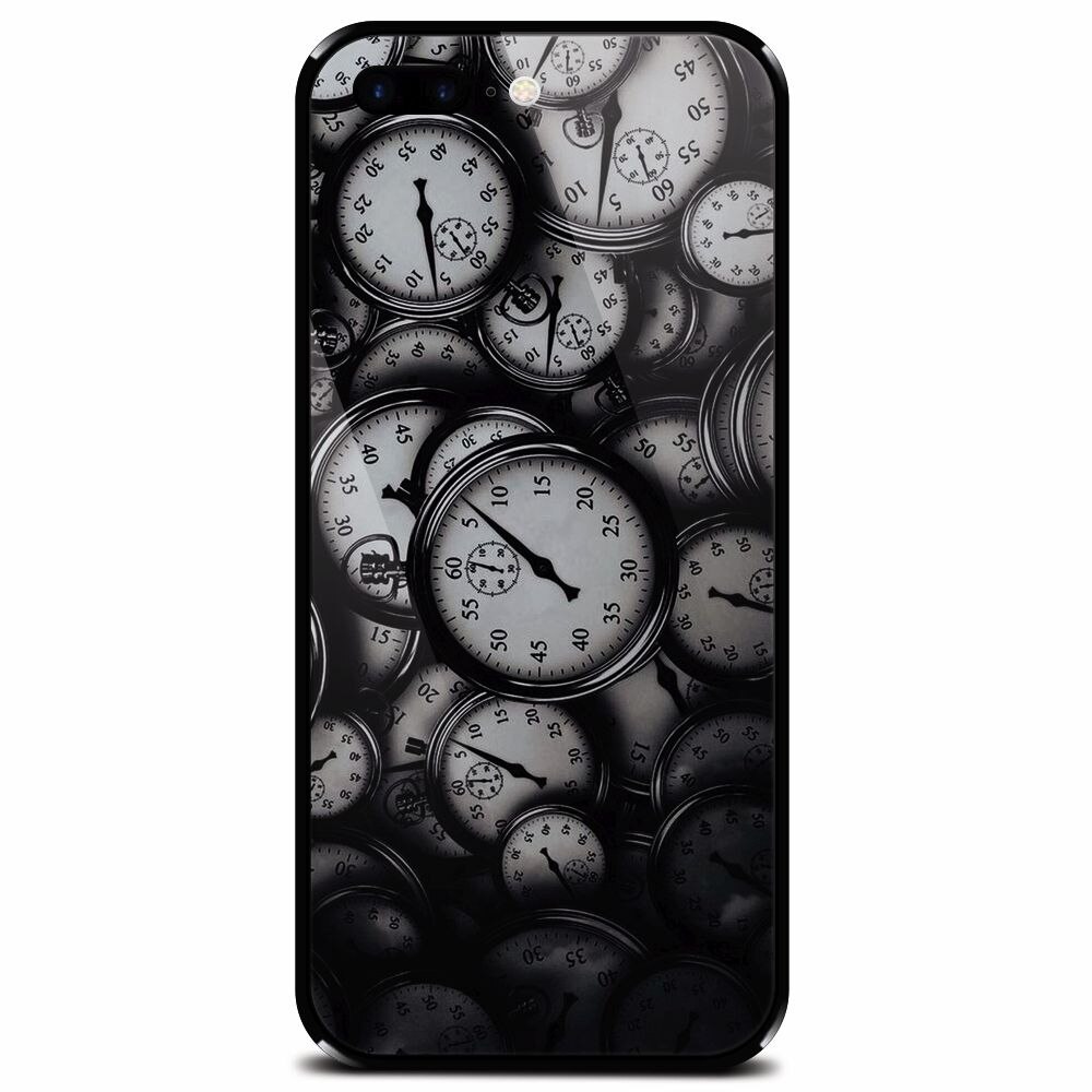 Husa din sticla securizata pentru Apple iPhone 8 Plus, Clocks Bw