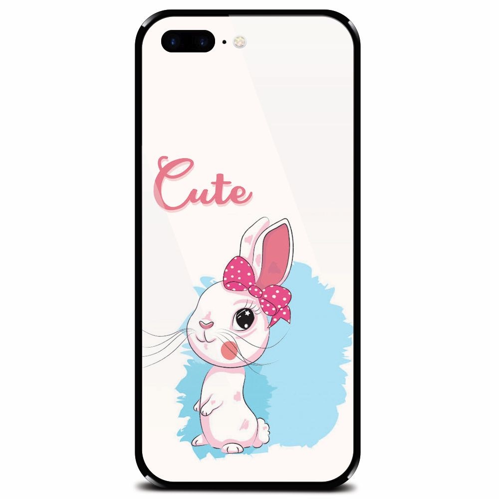 Husa din sticla securizata pentru Apple iPhone 8 Plus, Rabbit