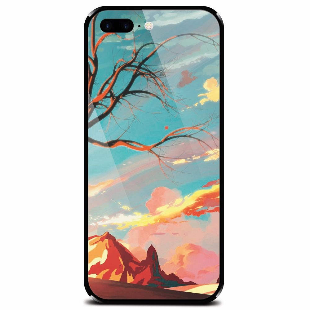 Husa din sticla securizata pentru Apple iPhone 8 Plus, Artistic Landscape