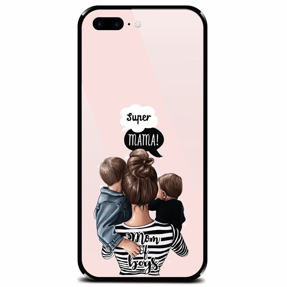 Husa din sticla securizata pentru Apple iPhone 7 Plus, Mom Of Boys