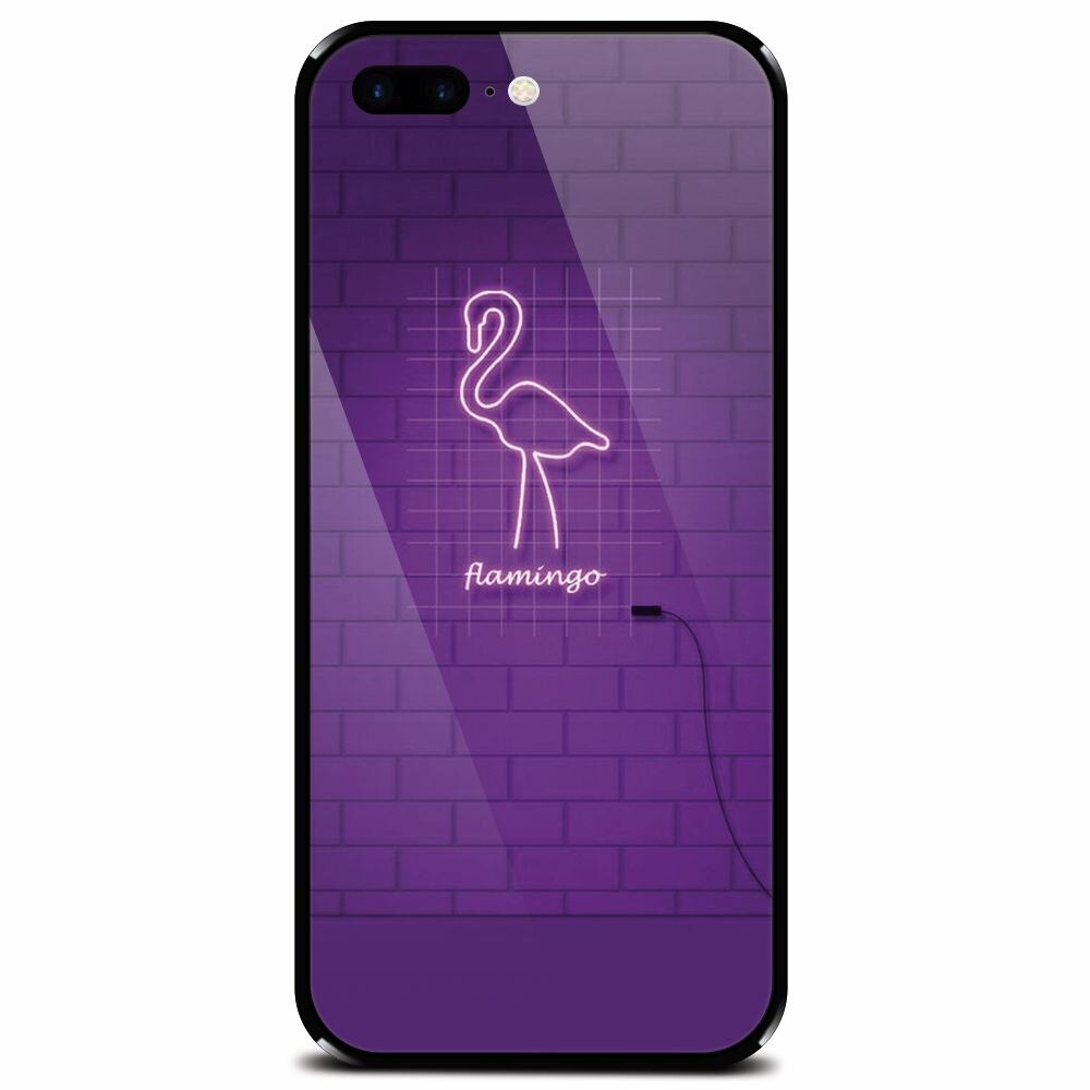 Husa din sticla securizata pentru Apple iPhone 7 Plus, Light Flamingo