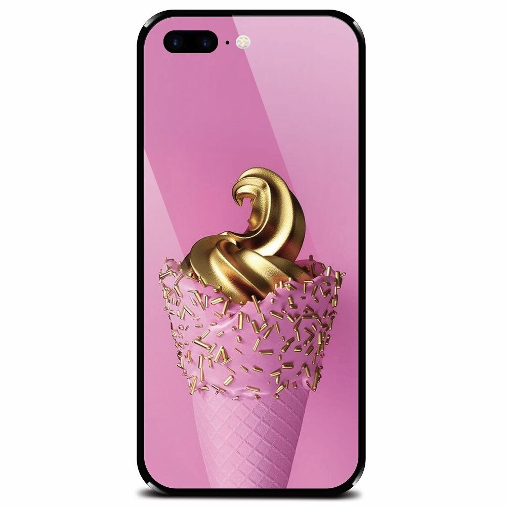 Husa din sticla securizata pentru Apple iPhone 7 Plus, Icecream Gold