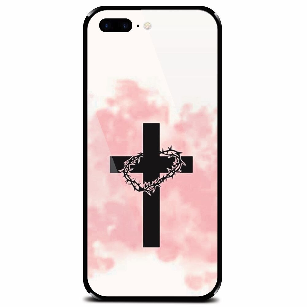Husa din sticla securizata pentru Apple iPhone 8 Plus, Cross