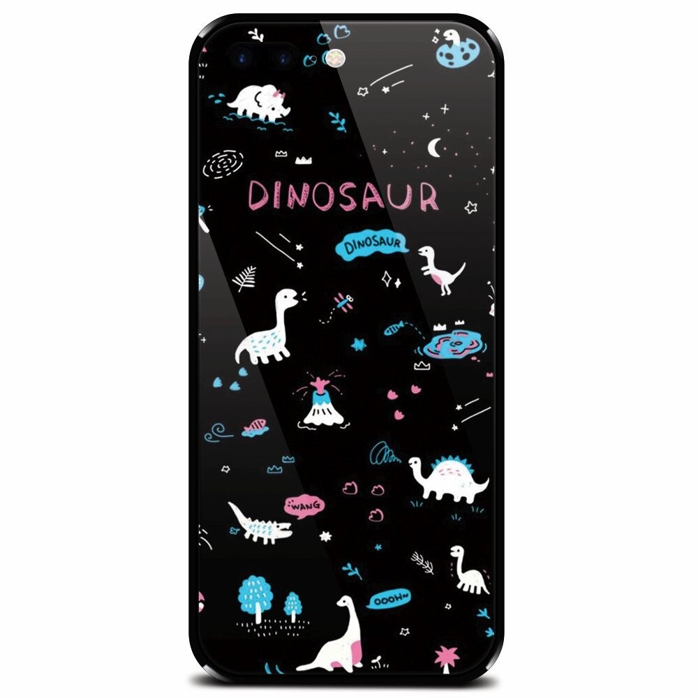 Husa din sticla securizata pentru Apple iPhone 7 Plus, Dinosaur