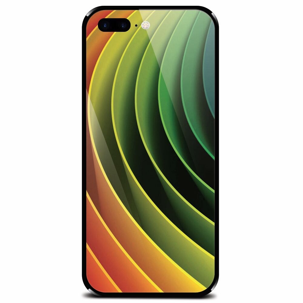 Husa din sticla securizata pentru Apple iPhone 8 Plus, 3D Multicolor Abstract Lines