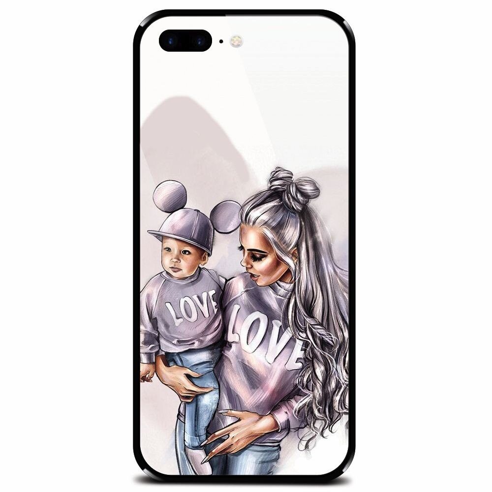 Husa din sticla securizata pentru Apple iPhone 7 Plus, Mommy Love