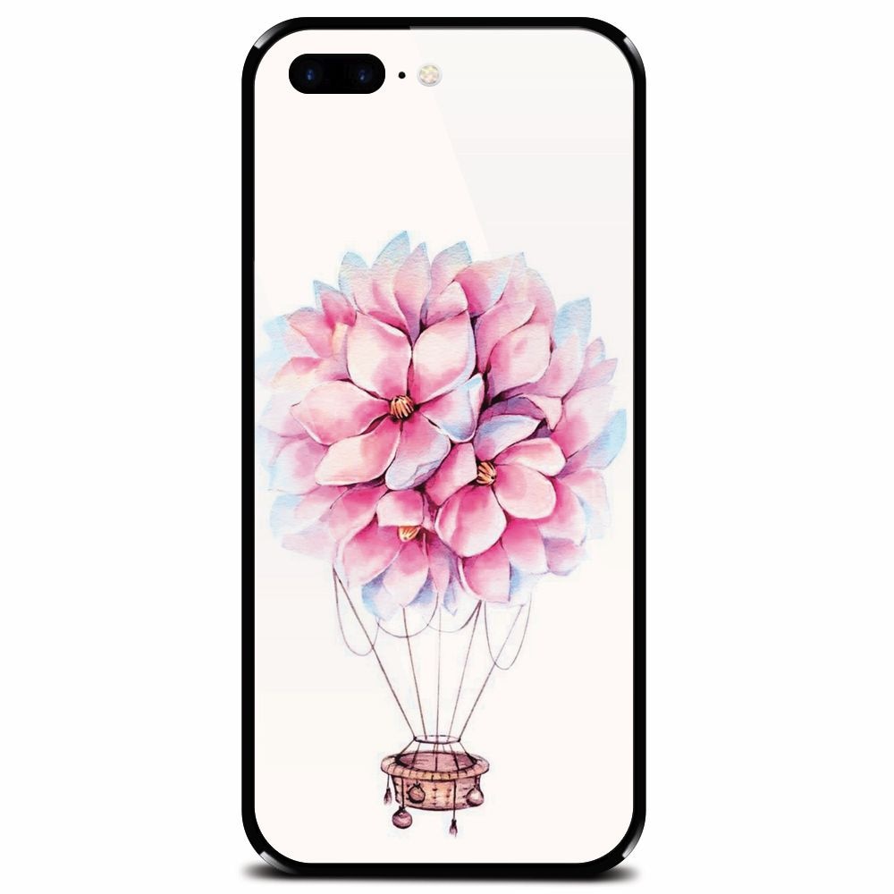 Husa din sticla securizata pentru Apple iPhone 7 Plus, Flower Baloon