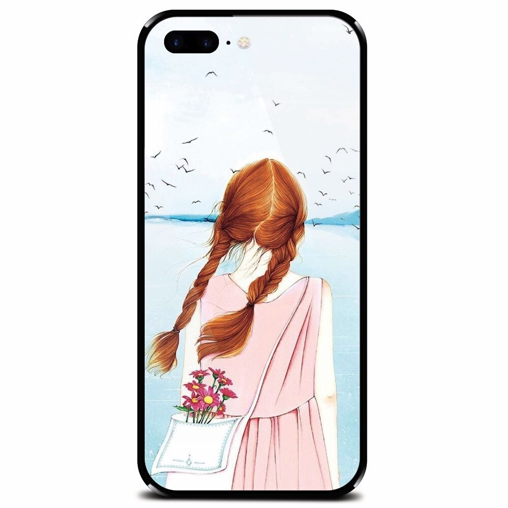 Husa din sticla securizata pentru Apple iPhone 7 Plus, Girl And Birds
