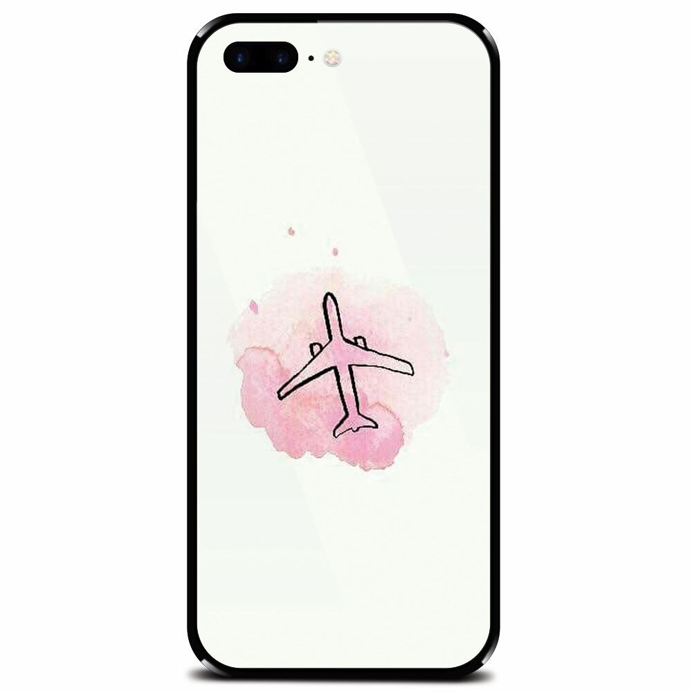 Husa din sticla securizata pentru Apple iPhone 8 Plus, Airplain