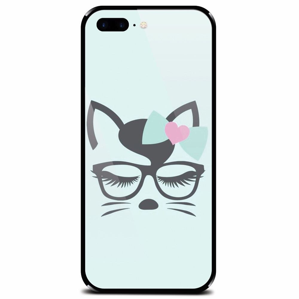 Husa din sticla securizata pentru Apple iPhone 7 Plus, Angel Cat