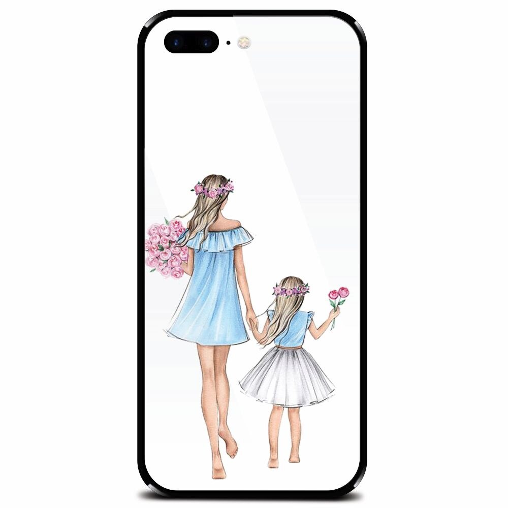 Husa din sticla securizata pentru Apple iPhone 8 Plus, Mom's Princess