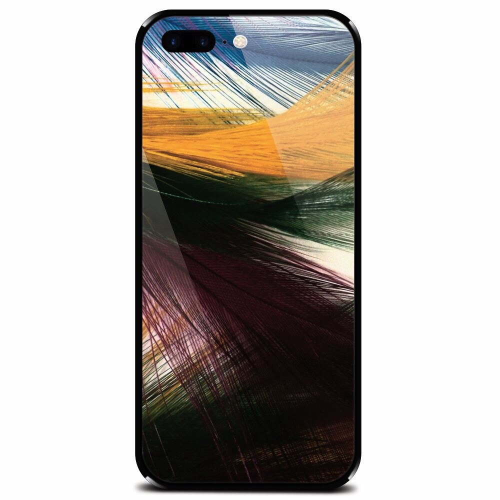 Husa din sticla securizata pentru Apple iPhone 7 Plus, Colorful Peacock Feathers