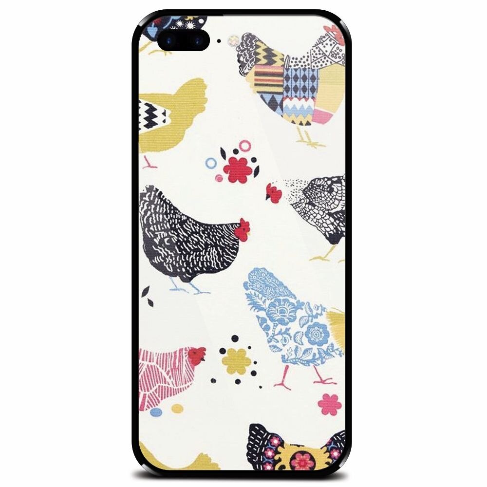 Husa din sticla securizata pentru Apple iPhone 7 Plus, Chickens