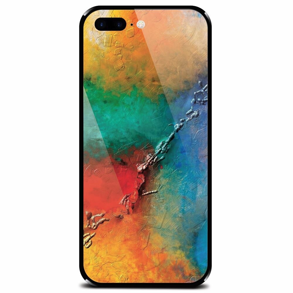 Husa din sticla securizata pentru Apple iPhone 7 Plus, Colorful Wall Paint Texture