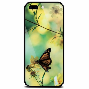 Husa din sticla securizata pentru Apple iPhone 7 Plus, Butterfly Husa din sticla securizata pentru Apple iPhone 7 Plus, Butterfly