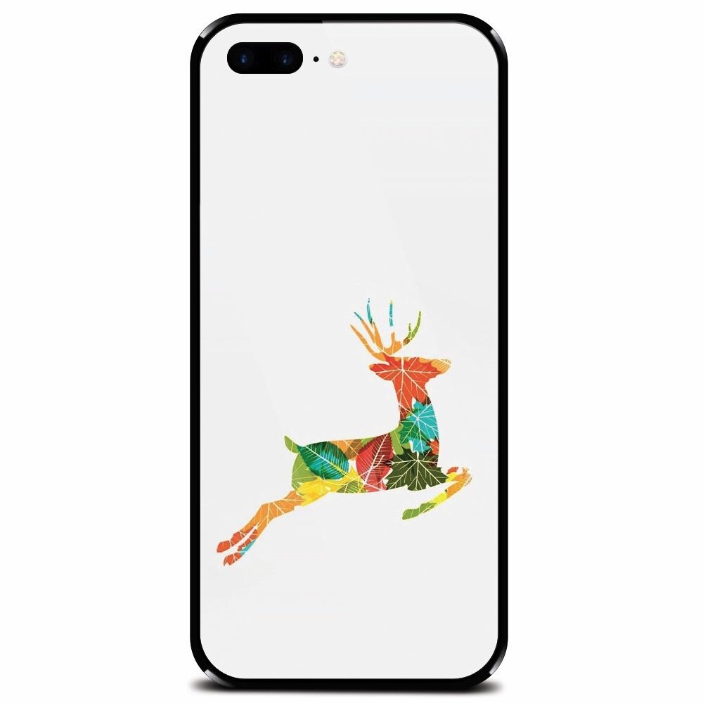 Husa din sticla securizata pentru Apple iPhone 7 Plus, Colorful Reindeer Jump Illustration