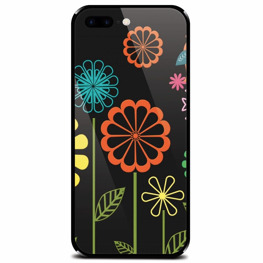 Husa din sticla securizata pentru Apple iPhone 7 Plus, Colorful Spring Birds Flowers Vectors
