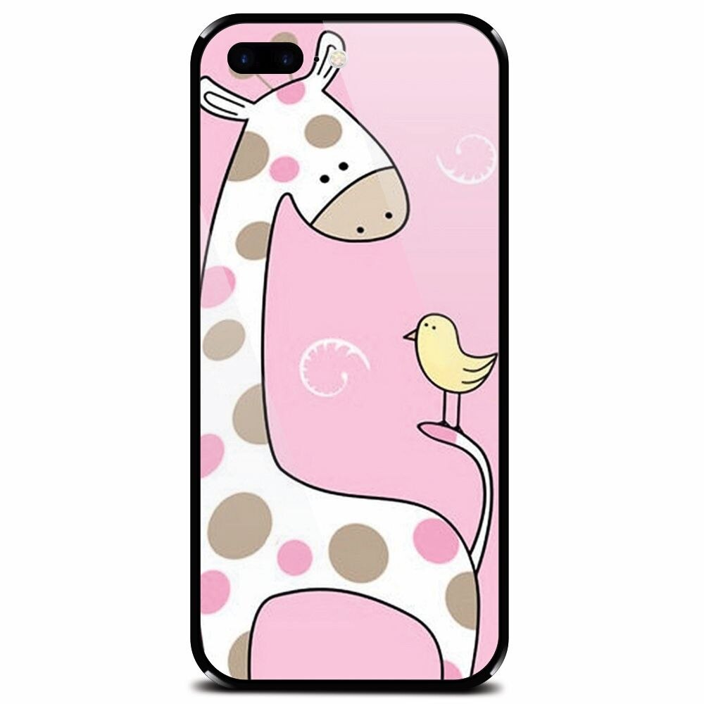 Husa din sticla securizata pentru Apple iPhone 7 Plus, Cute Giraffe