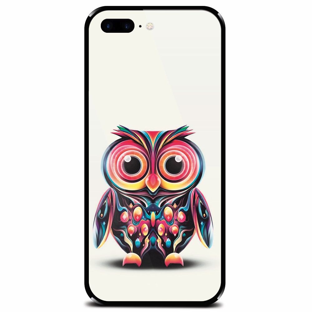 Husa din sticla securizata pentru Apple iPhone 7 Plus, Colorful Owl Illustration