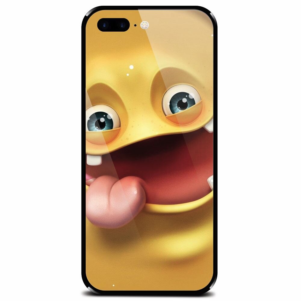 Husa din sticla securizata pentru Apple iPhone 8 Plus, Cute Monster