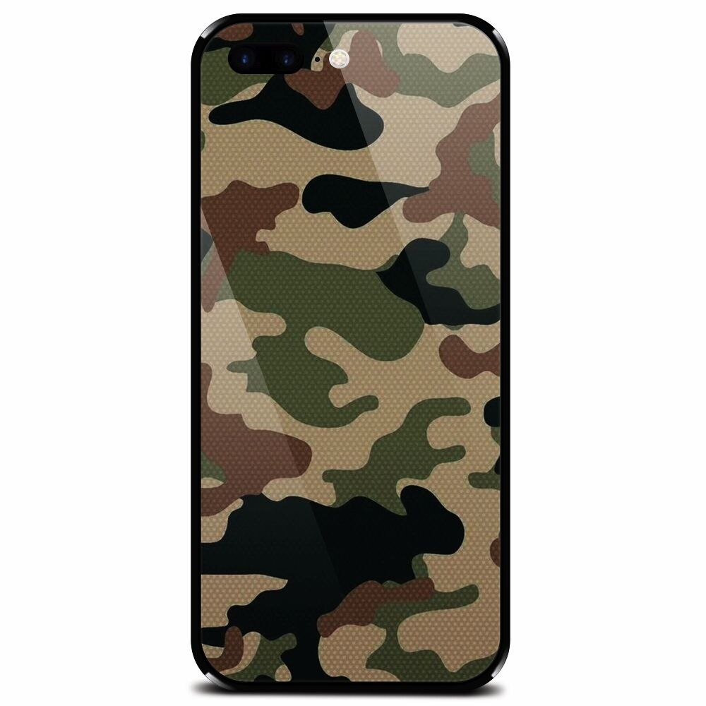 Husa din sticla securizata pentru Apple iPhone 7 Plus, Camuflaj