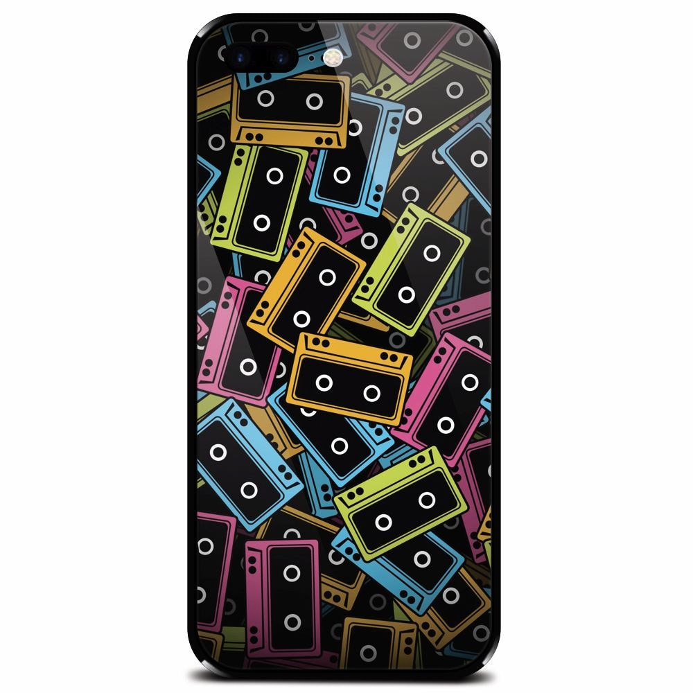 Husa din sticla securizata pentru Apple iPhone 7 Plus, Audio Cassette Color Vector