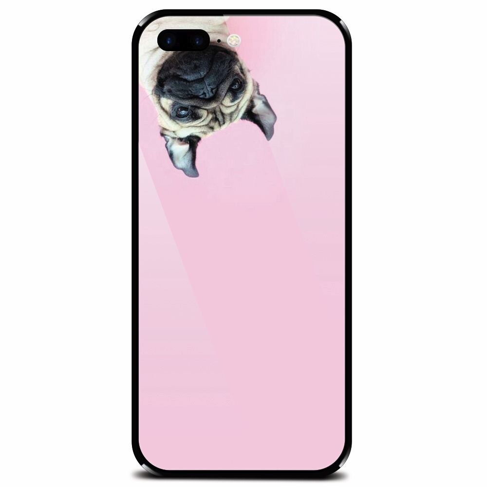 Husa din sticla securizata pentru Apple iPhone 7 Plus, Dog And Pink