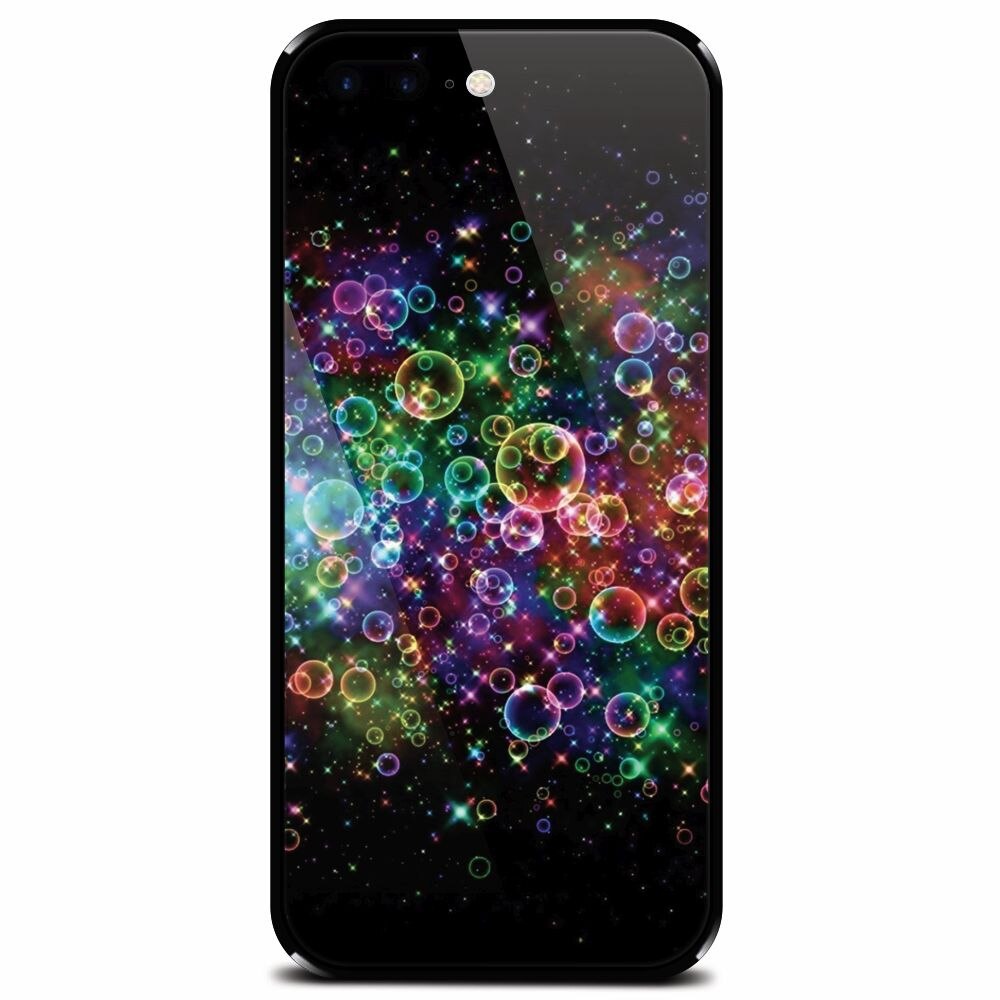Husa din sticla securizata pentru Apple iPhone 7 Plus, Rainbow Colored Soap Bubbles