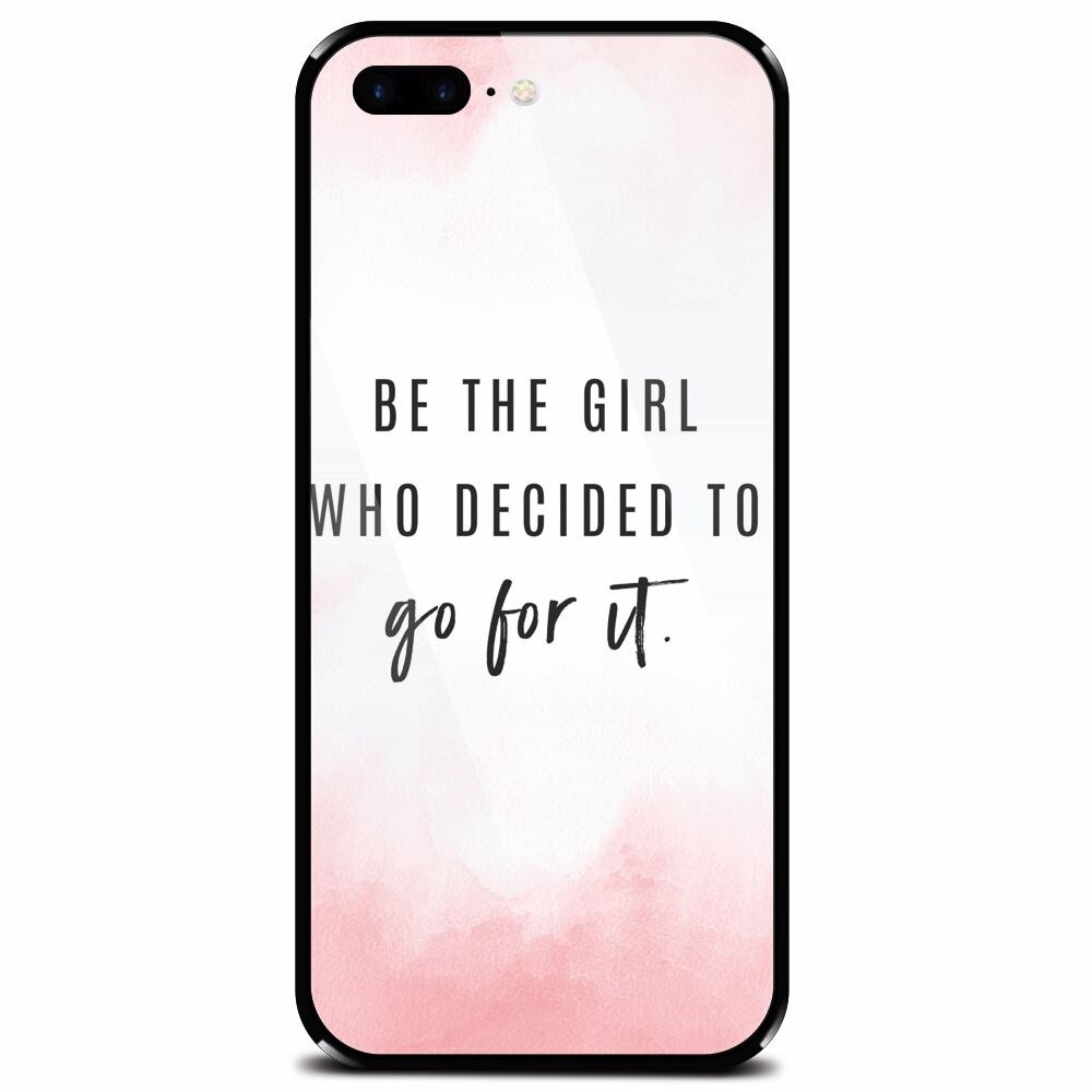 Husa din sticla securizata pentru Apple iPhone 8 Plus, Quotes Pink