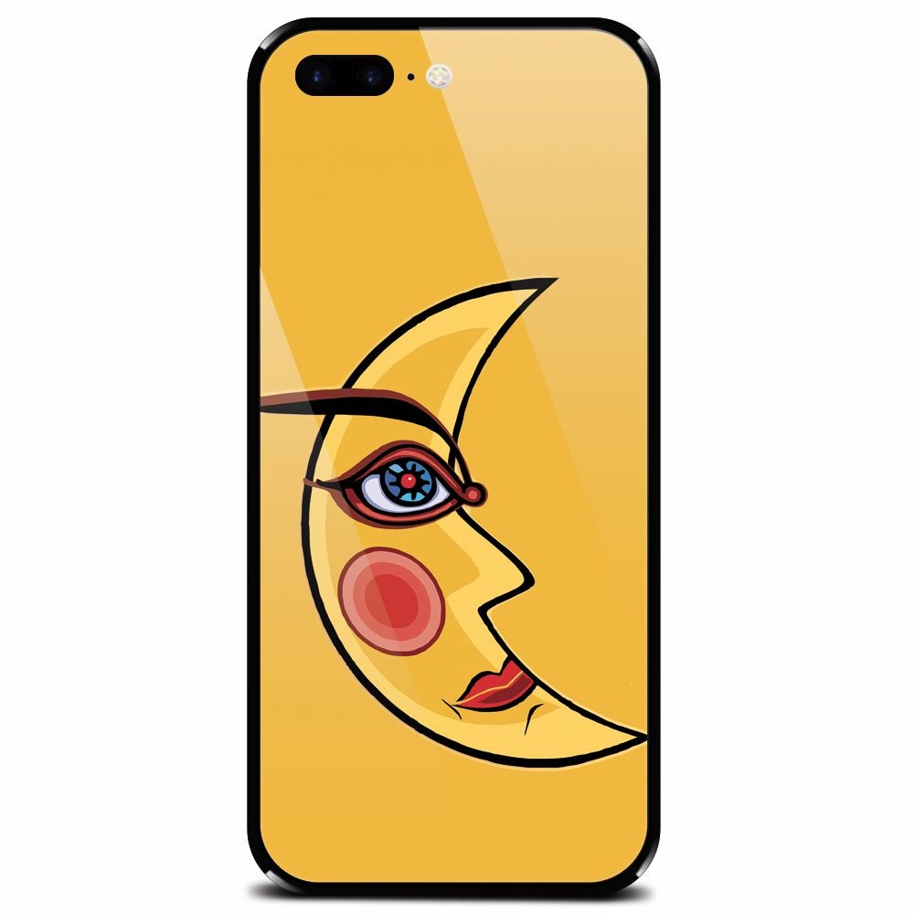 Husa din sticla securizata pentru Apple iPhone 8 Plus, Yellow Moon