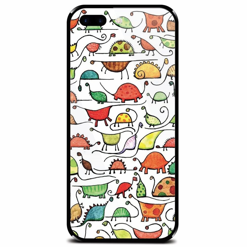 Husa din sticla securizata pentru Apple iPhone 8 Plus, Dino