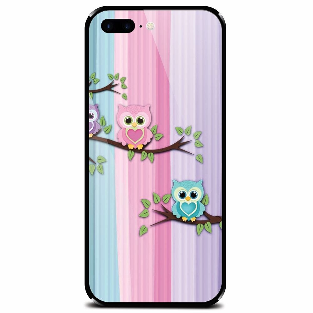 Husa din sticla securizata pentru Apple iPhone 7 Plus, Cute Owl