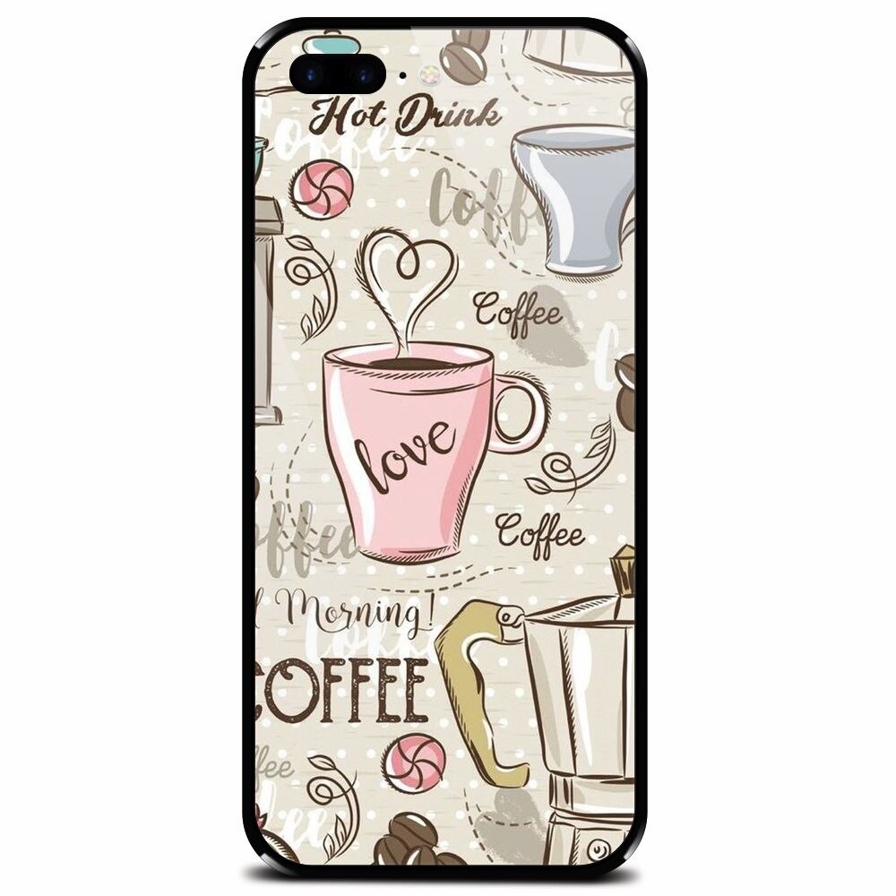 Husa din sticla securizata pentru Apple iPhone 8 Plus, Coffe And Donuts