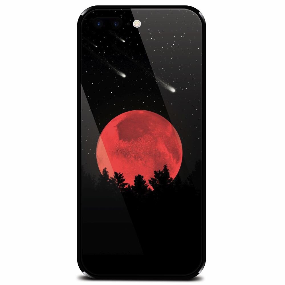 Husa din sticla securizata pentru Apple iPhone 7 Plus, Blood Moon