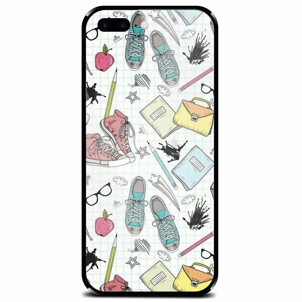 Husa din sticla securizata pentru Apple iPhone 8 Plus, School