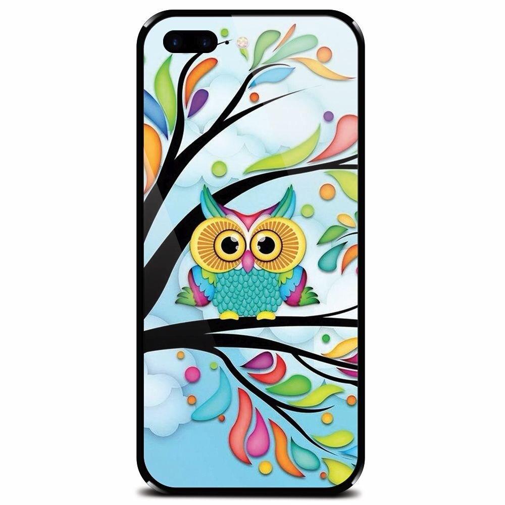Husa din sticla securizata pentru Apple iPhone 8 Plus, Owl 101