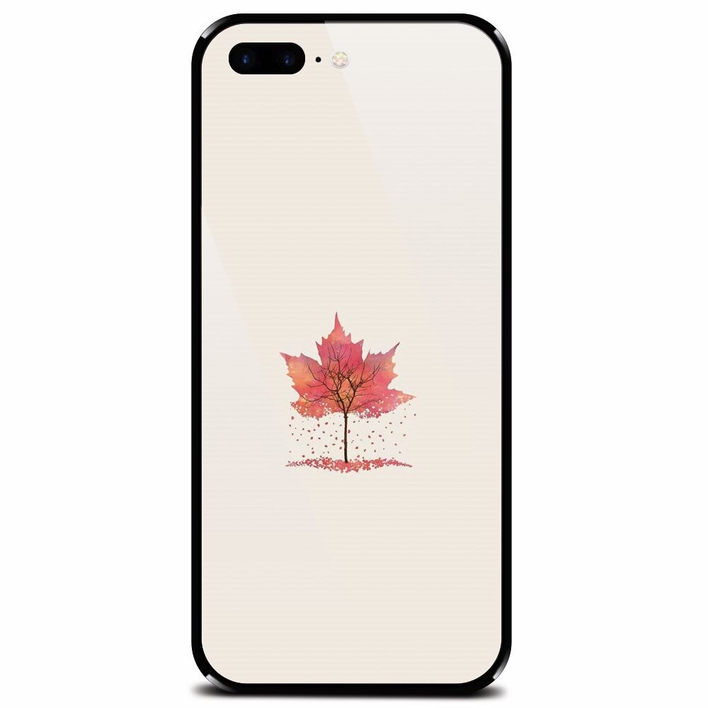 Husa din sticla securizata pentru Apple iPhone 7 Plus, Autumn Tree Leaf Shape Illustration