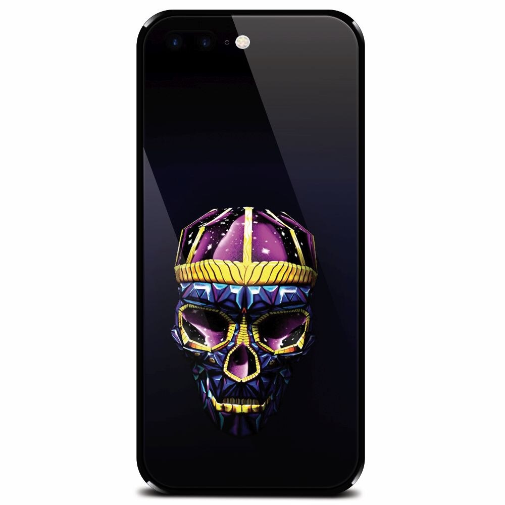 Husa din sticla securizata pentru Apple iPhone 8 Plus, Colorfull Skull
