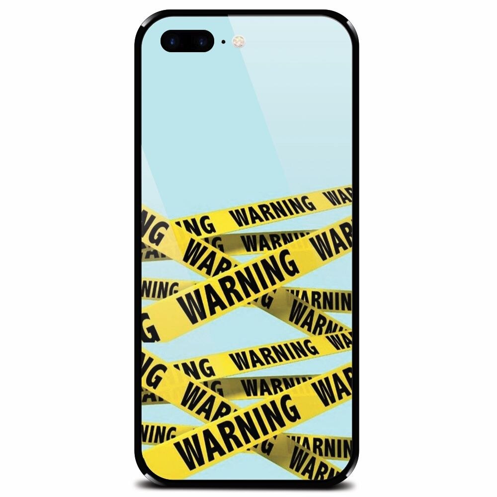 Husa din sticla securizata pentru Apple iPhone 7 Plus, Warning